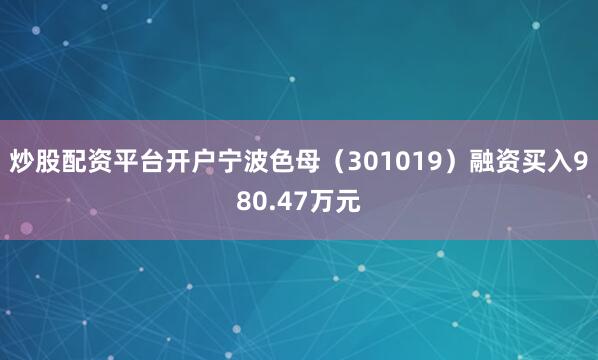 炒股配资平台开户宁波色母（301019）融资买入980.47万元